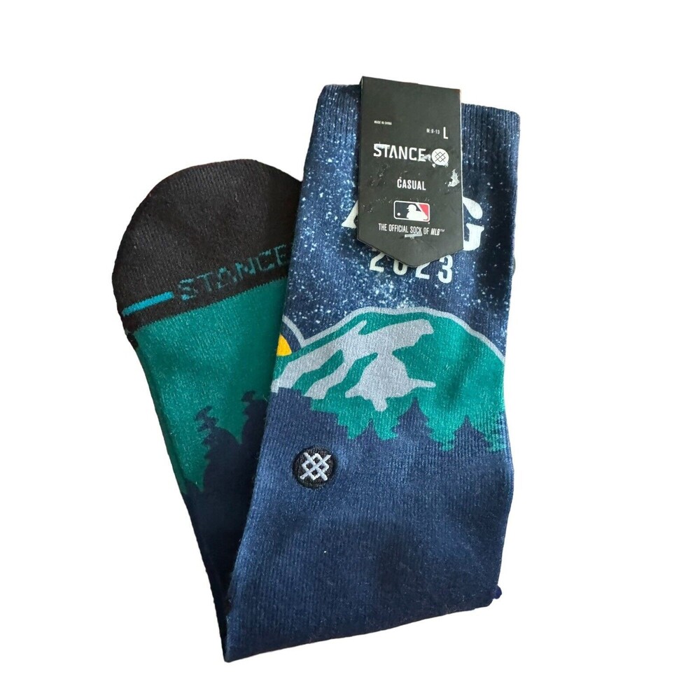 NWT Stance MLB 2023 All Star Game Home Run Derby Galaxy Crew Socks L Navy